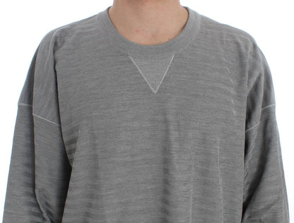 Dolce & Gabbana Elegant Gray Silk Crewneck Pullover Sweater - Sandy Store ByNet