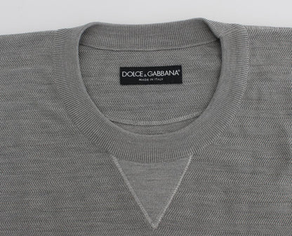 Dolce & Gabbana Elegant Gray Silk Crewneck Pullover Sweater - Sandy Store ByNet