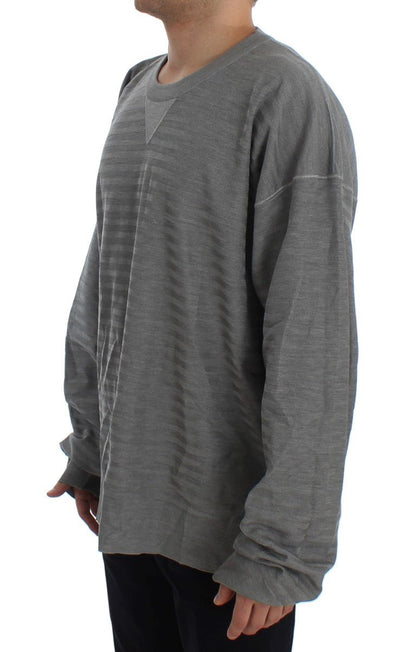 Dolce & Gabbana Elegant Gray Silk Crewneck Pullover Sweater - Sandy Store ByNet