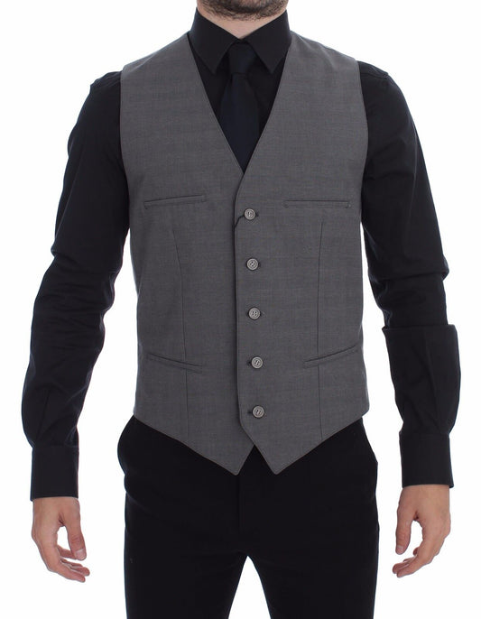 Dolce & Gabbana Elegant Gray Slim Fit Dress Vest - Sandy Store ByNet