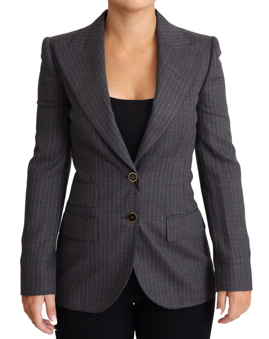 Dolce & Gabbana Elegant Gray Stretch Wool Blazer - Sandy Store ByNet