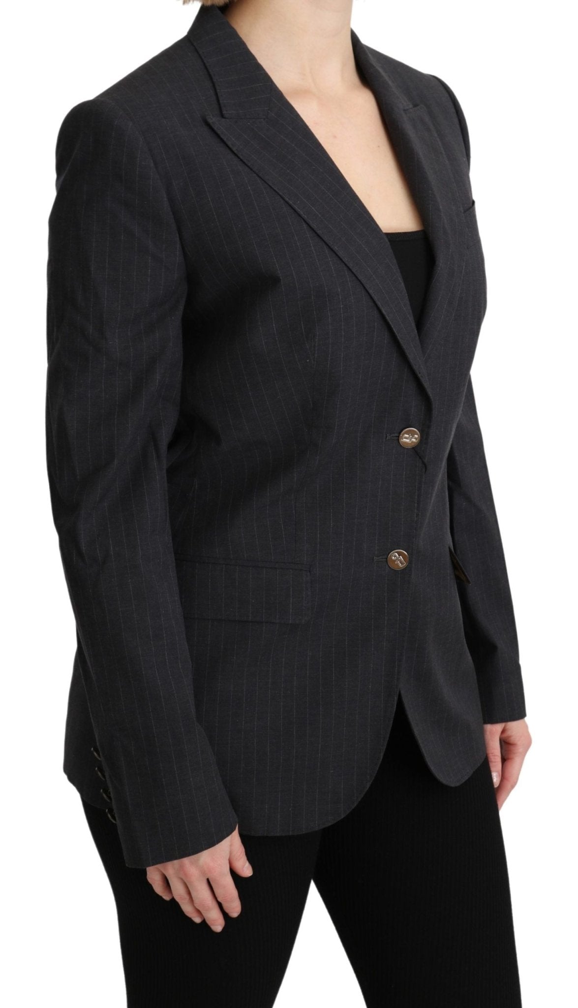 Dolce & Gabbana Elegant Gray Striped Cotton Blazer - Sandy Store ByNet