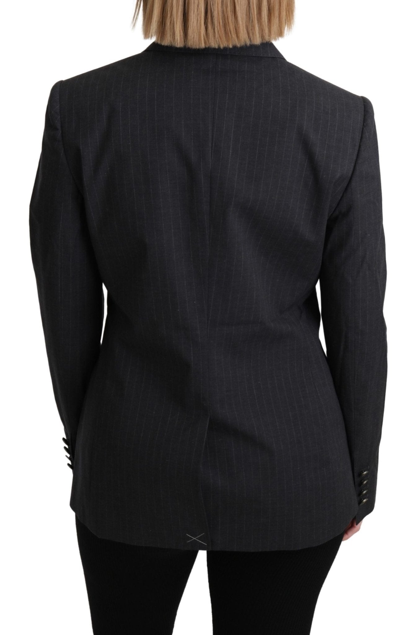 Dolce & Gabbana Elegant Gray Striped Cotton Blazer - Sandy Store ByNet