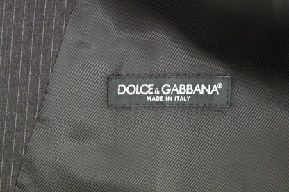 Dolce & Gabbana Elegant Gray Striped Dress Vest - Sandy Store ByNet