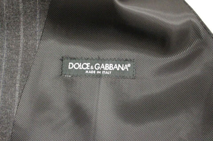 Dolce & Gabbana Elegant Gray Striped Dress Vest - Sandy Store ByNet