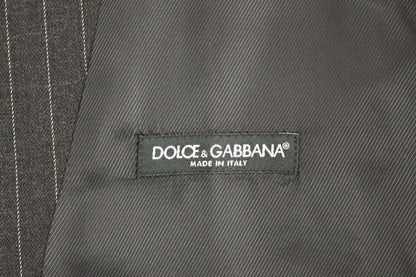 Dolce & Gabbana Elegant Gray Striped Dress Vest - Sandy Store ByNet