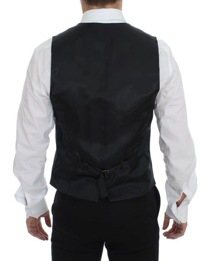Dolce & Gabbana Elegant Gray Striped Dress Vest - Sandy Store ByNet