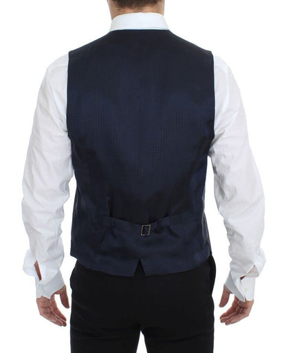 Dolce & Gabbana Elegant Gray Striped Dress Vest - Sandy Store ByNet
