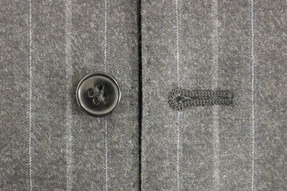 Dolce & Gabbana Elegant Gray Striped Dress Vest - Sandy Store ByNet