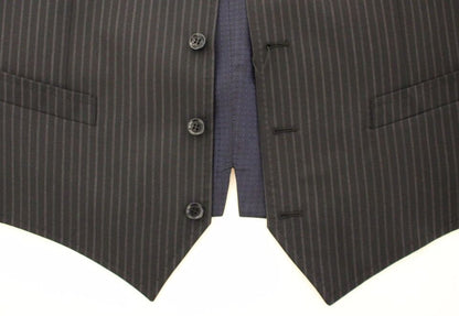 Dolce & Gabbana Elegant Gray Striped Dress Vest - Sandy Store ByNet
