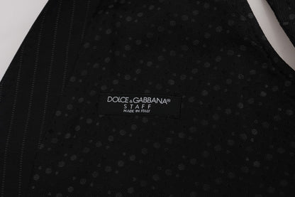 Dolce & Gabbana Elegant Gray Striped Men's Waistcoat Vest - Sandy Store ByNet