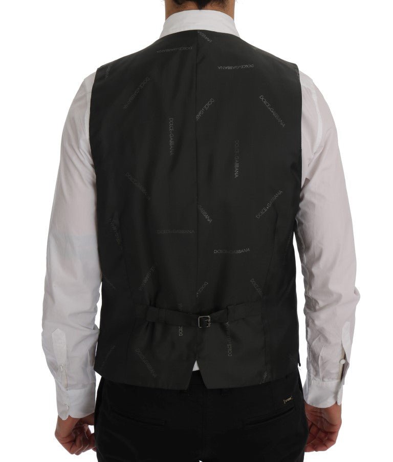 Dolce & Gabbana Elegant Gray Striped Single Breasted Vest - Sandy Store ByNet