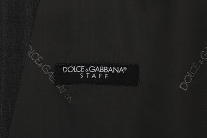 Dolce & Gabbana Elegant Gray Striped Single Breasted Vest - Sandy Store ByNet