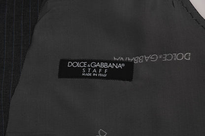 Dolce & Gabbana Elegant Gray Striped Waistcoat Vest - Sandy Store ByNet