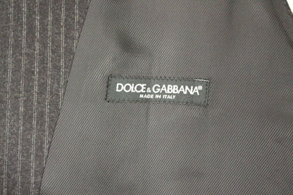 Dolce & Gabbana Elegant Gray Striped Wool Dress Vest - Sandy Store ByNet