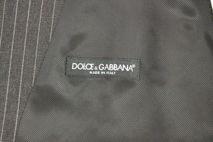 Dolce & Gabbana Elegant Gray Striped Wool Dress Vest - Sandy Store ByNet