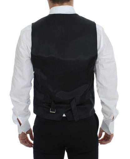 Dolce & Gabbana Elegant Gray Striped Wool Dress Vest - Sandy Store ByNet