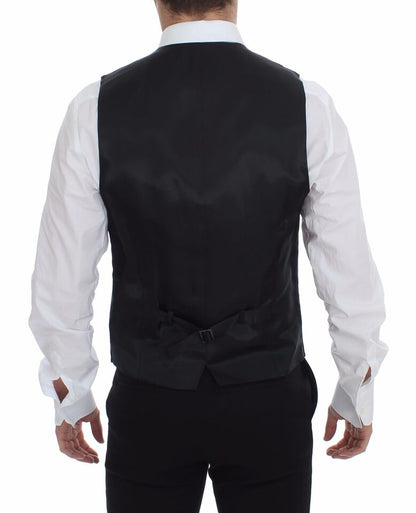 Dolce & Gabbana Elegant Gray Striped Wool Dress Vest - Sandy Store ByNet