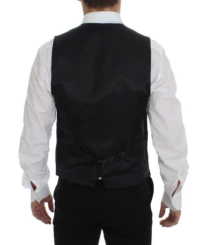 Dolce & Gabbana Elegant Gray Striped Wool Dress Vest - Sandy Store ByNet