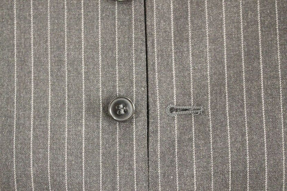 Dolce & Gabbana Elegant Gray Striped Wool Dress Vest - Sandy Store ByNet