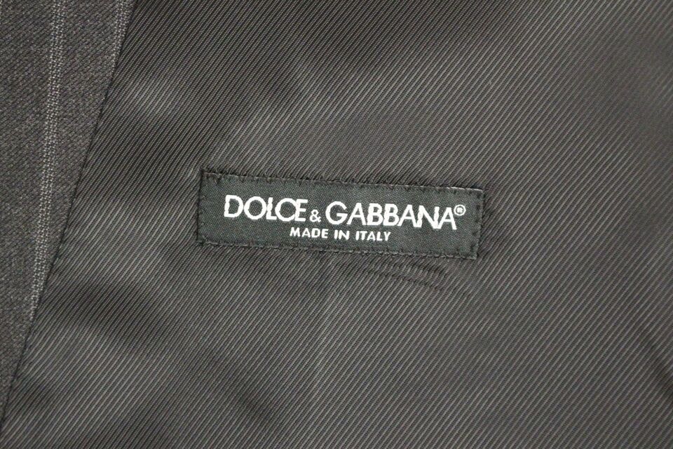 Dolce & Gabbana Elegant Gray Striped Wool Dress Vest - Sandy Store ByNet