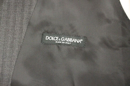 Dolce & Gabbana Elegant Gray Striped Wool Dress Vest - Sandy Store ByNet