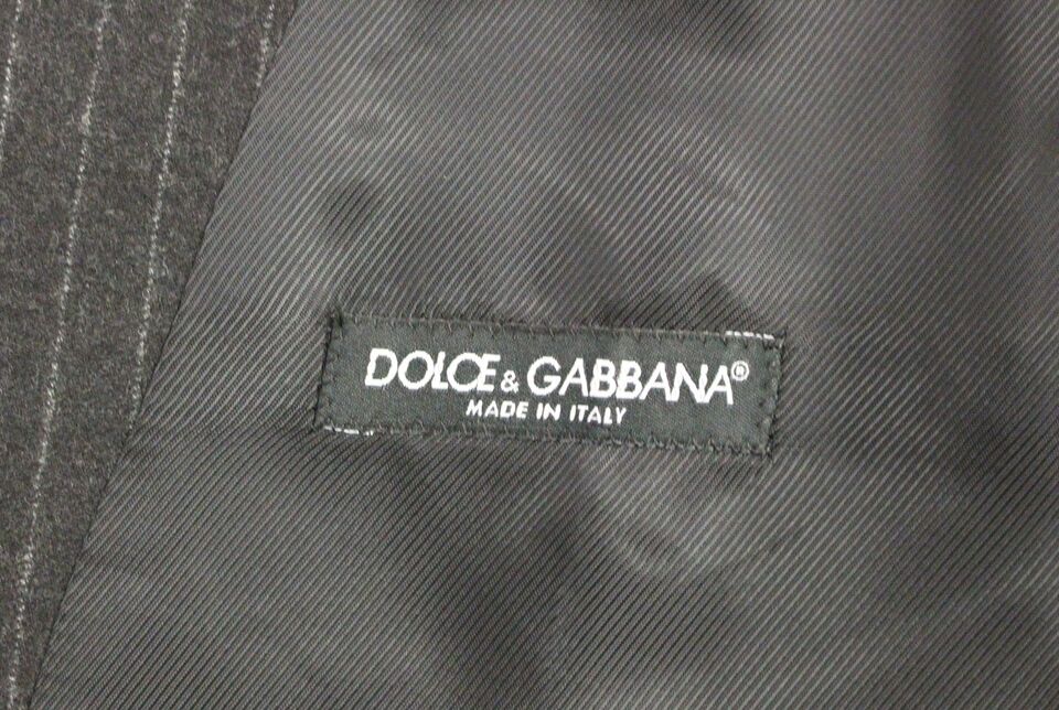 Dolce & Gabbana Elegant Gray Striped Wool Dress Vest - Sandy Store ByNet