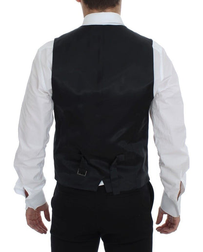 Dolce & Gabbana Elegant Gray Striped Wool Dress Vest - Sandy Store ByNet