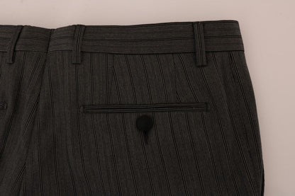 Dolce & Gabbana Elegant Gray Striped Wool Formal Trousers - Sandy Store ByNet