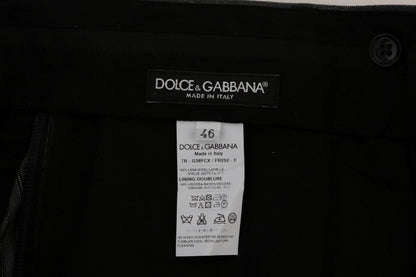 Dolce & Gabbana Elegant Gray Striped Wool Formal Trousers - Sandy Store ByNet
