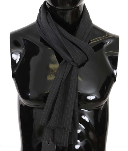 Dolce & Gabbana Elegant Gray Striped Wool Men's Scarf - Sandy Store ByNet
