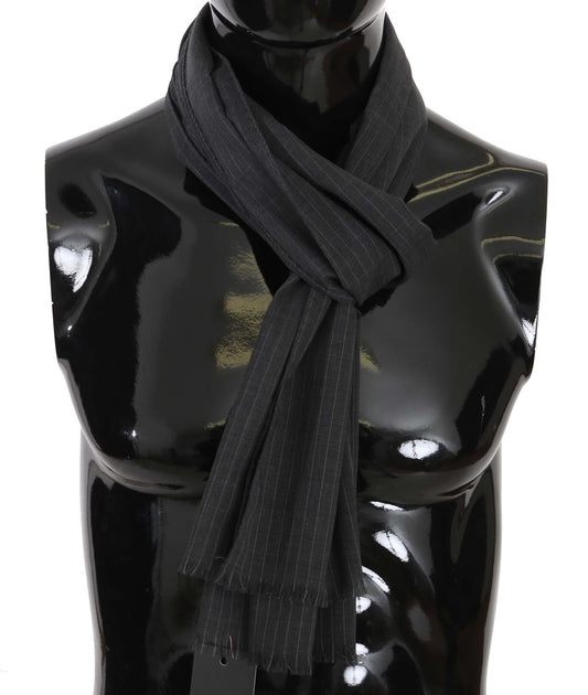 Dolce & Gabbana Elegant Gray Striped Wool Men's Scarf - Sandy Store ByNet