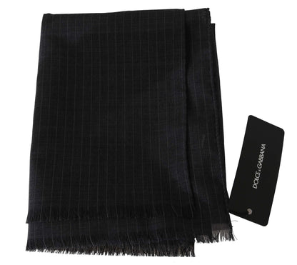 Dolce & Gabbana Elegant Gray Striped Wool Men's Scarf - Sandy Store ByNet