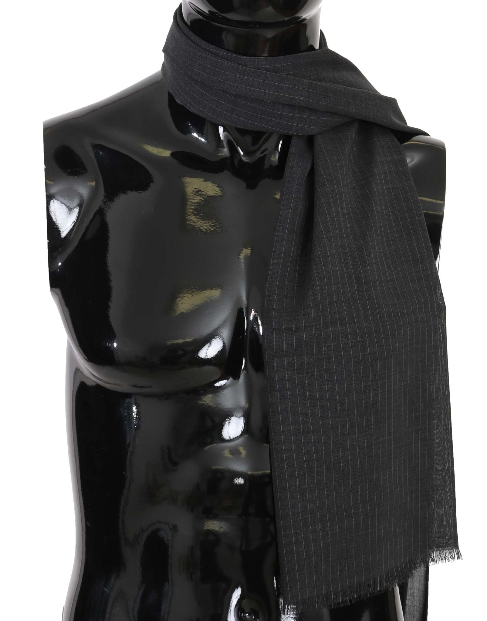 Dolce & Gabbana Elegant Gray Striped Wool Men's Scarf - Sandy Store ByNet