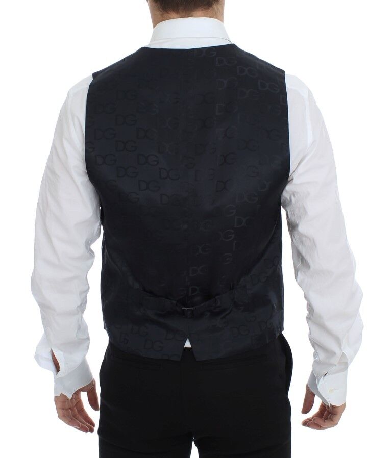 Dolce & Gabbana Elegant Gray Striped Wool - Silk Dress Vest - Sandy Store ByNet