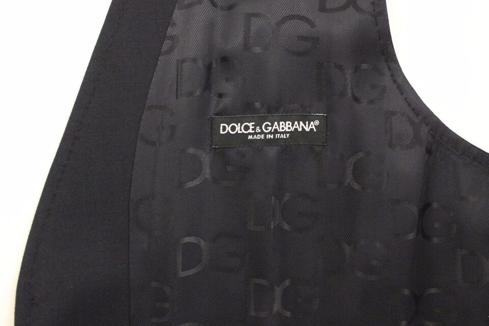 Dolce & Gabbana Elegant Gray Striped Wool - Silk Dress Vest - Sandy Store ByNet