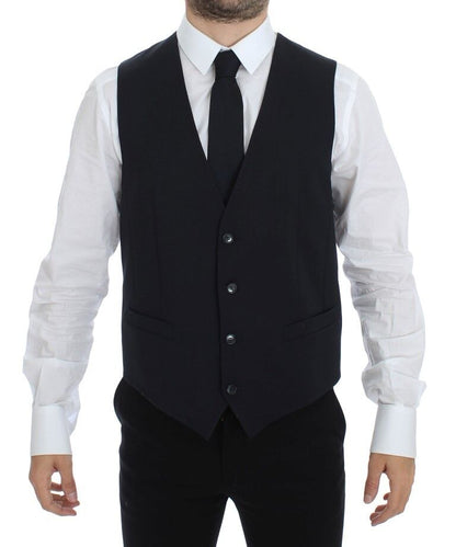 Dolce & Gabbana Elegant Gray Striped Wool - Silk Dress Vest - Sandy Store ByNet