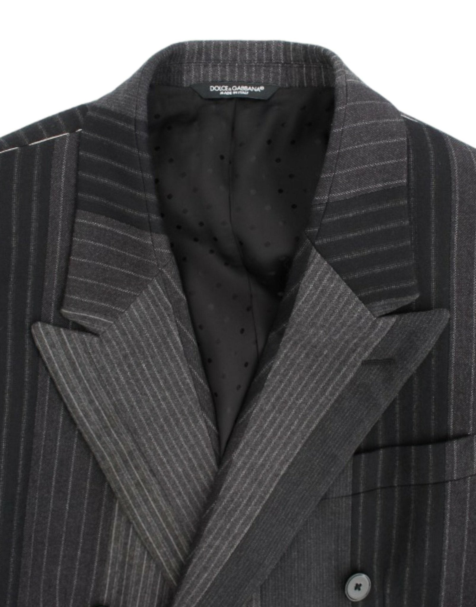Dolce & Gabbana Elegant Gray Striped Wool Slim Blazer - Sandy Store ByNet