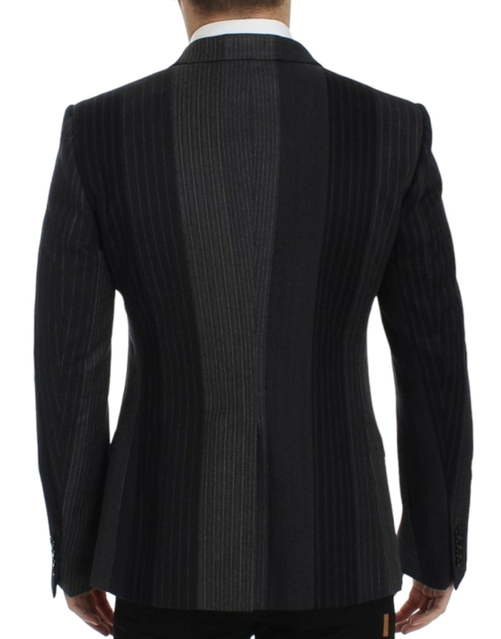 Dolce & Gabbana Elegant Gray Striped Wool Slim Blazer - Sandy Store ByNet