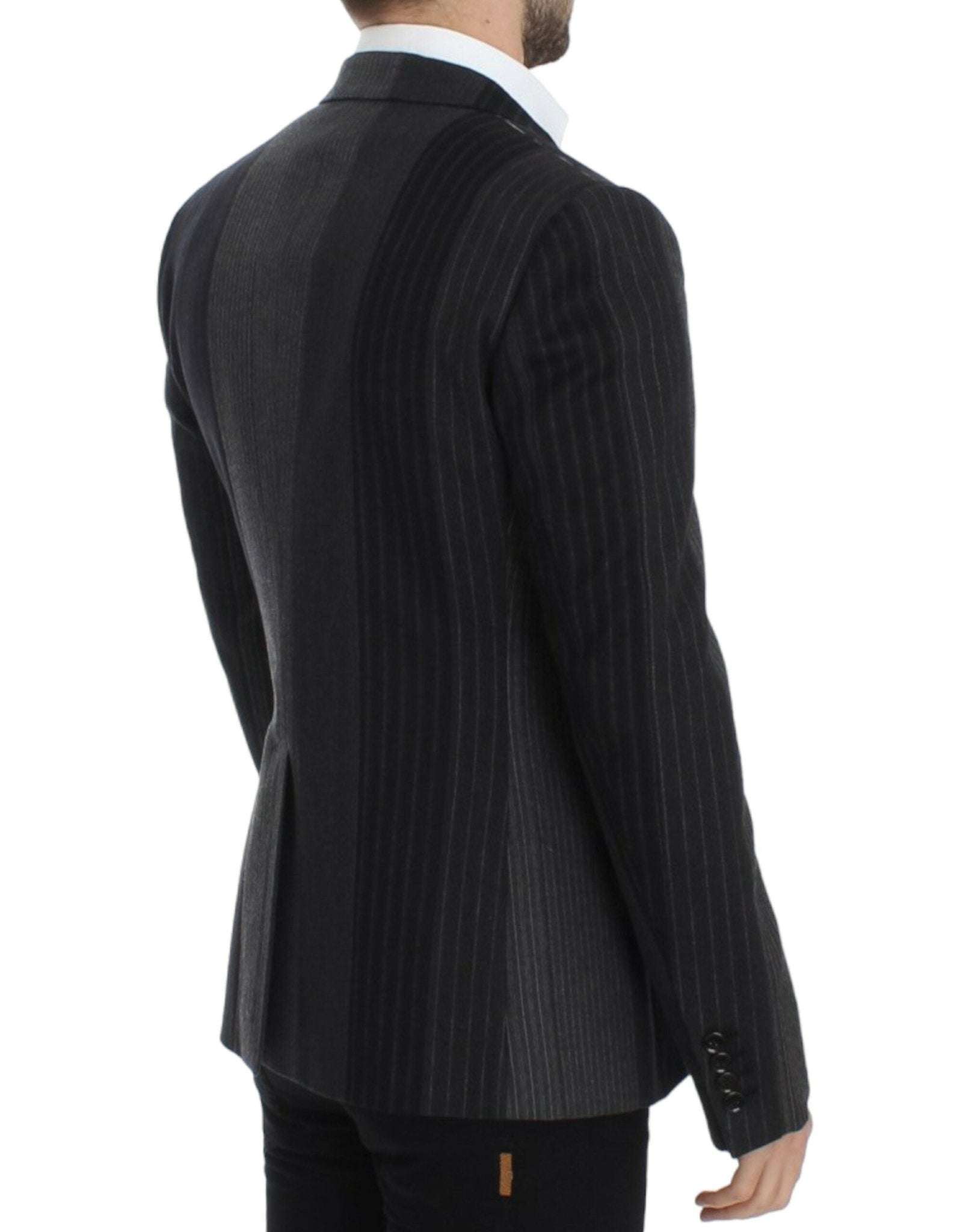 Dolce & Gabbana Elegant Gray Striped Wool Slim Blazer - Sandy Store ByNet