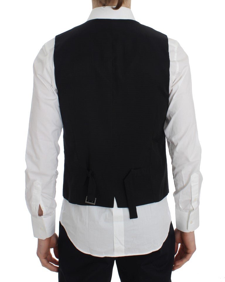 Dolce & Gabbana Elegant Gray Striped Wool Vest - Sandy Store ByNet