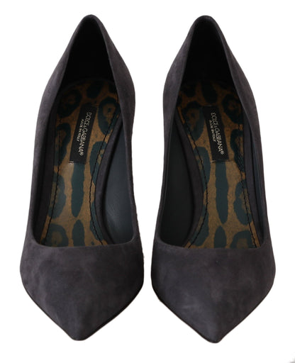 Dolce & Gabbana Elegant Gray Suede Stiletto Pumps - Sandy Store ByNet