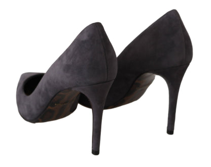 Dolce & Gabbana Elegant Gray Suede Stiletto Pumps - Sandy Store ByNet