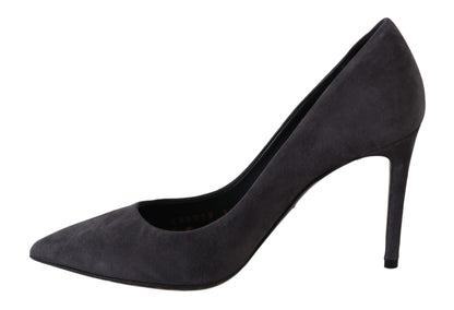 Dolce & Gabbana Elegant Gray Suede Stiletto Pumps - Sandy Store ByNet