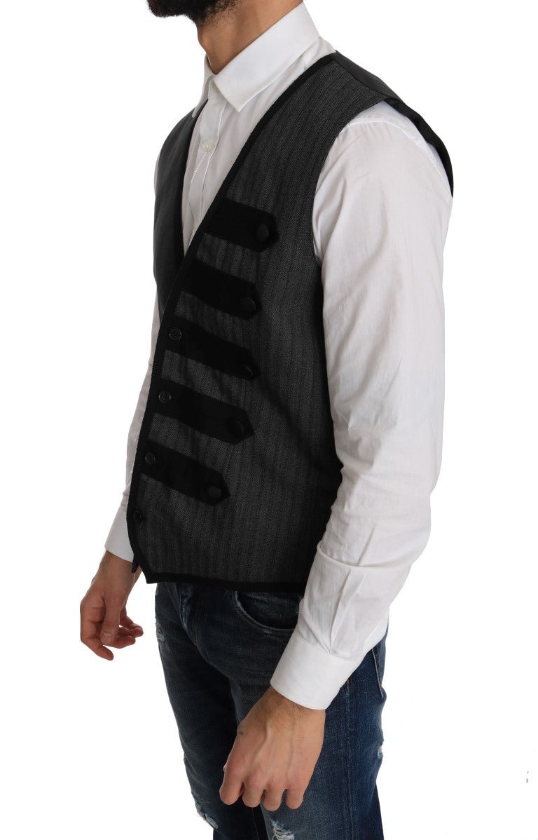 Dolce & Gabbana Elegant Gray Torrero Pattern Formal Vest - Sandy Store ByNet