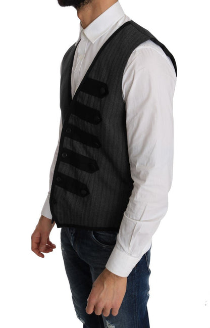 Dolce & Gabbana Elegant Gray Torrero Pattern Formal Vest - Sandy Store ByNet