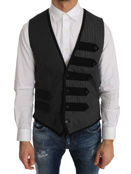 Dolce & Gabbana Elegant Gray Torrero Pattern Formal Vest - Sandy Store ByNet