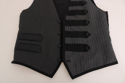 Dolce & Gabbana Elegant Gray Torrero Pattern Formal Vest - Sandy Store ByNet