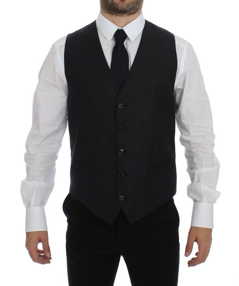 Dolce & Gabbana Elegant Gray Wool Blend Dress Vest - Sandy Store ByNet