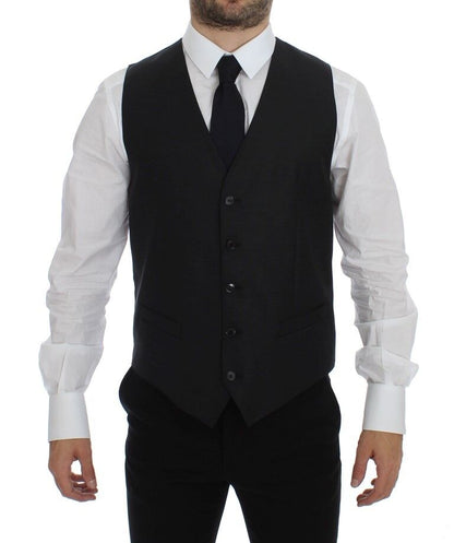 Dolce & Gabbana Elegant Gray Wool Blend Dress Vest - Sandy Store ByNet